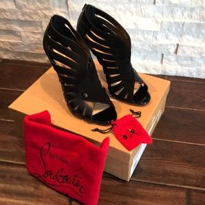 Christian Louboutin Black Cutout Peep-Toe Heels